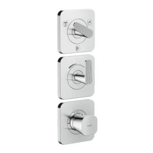 AXOR Citterio C Thermostatic module 380/120 for concealed installation with escutcheons for 3 functions, cubic cut -  Chrome