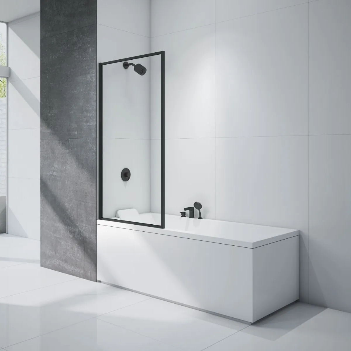 Merlyn Black Framed Bath Screen