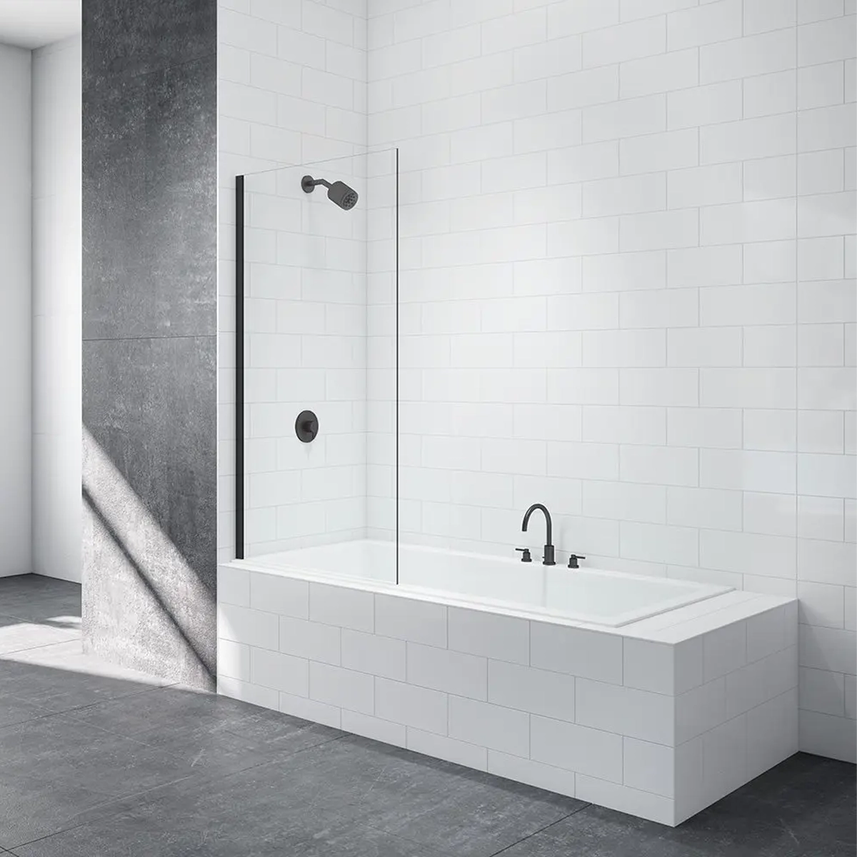 Merlyn Black Fixed Square Bath Screen