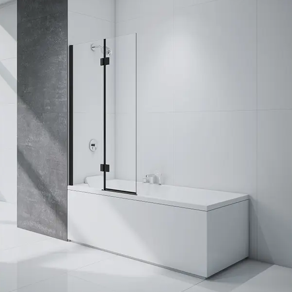 Merlyn Black 2 Panel Hinged Bath Screen