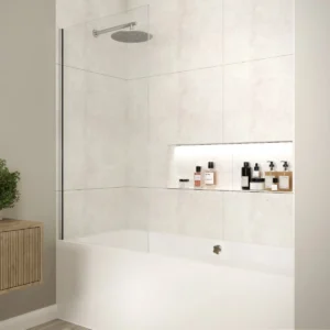 Merlyn Fixed Single Square Bath Screen, Chrome