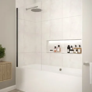 Merlyn Fixed Single Square Bath Screen, Matt Black