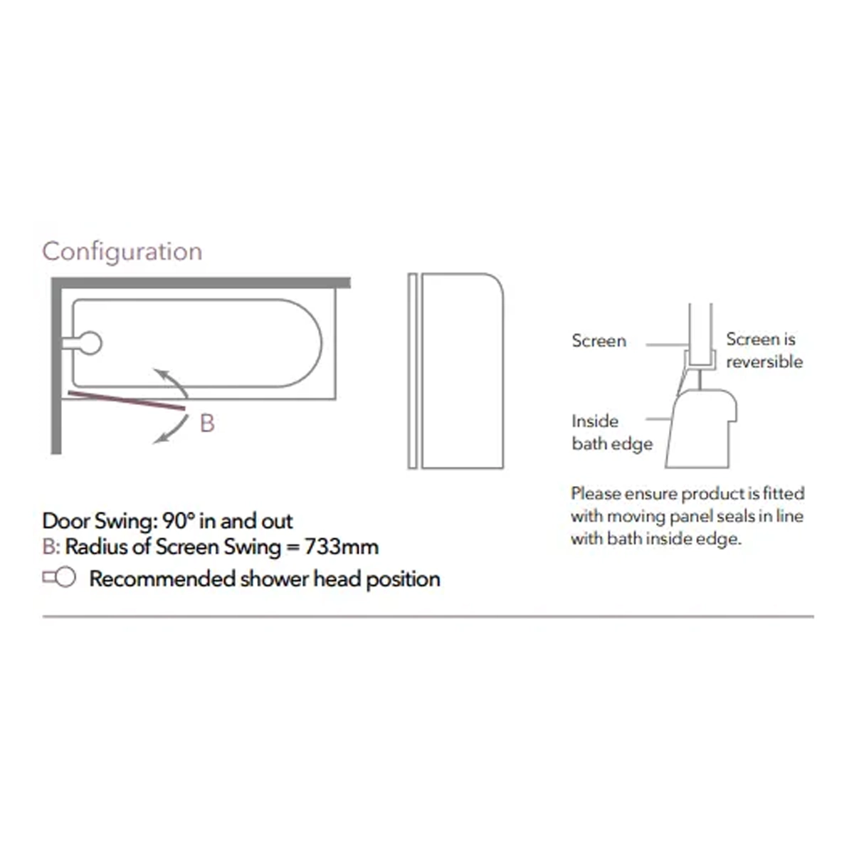 Merlyn Single Curved Bath Screen - Image 2