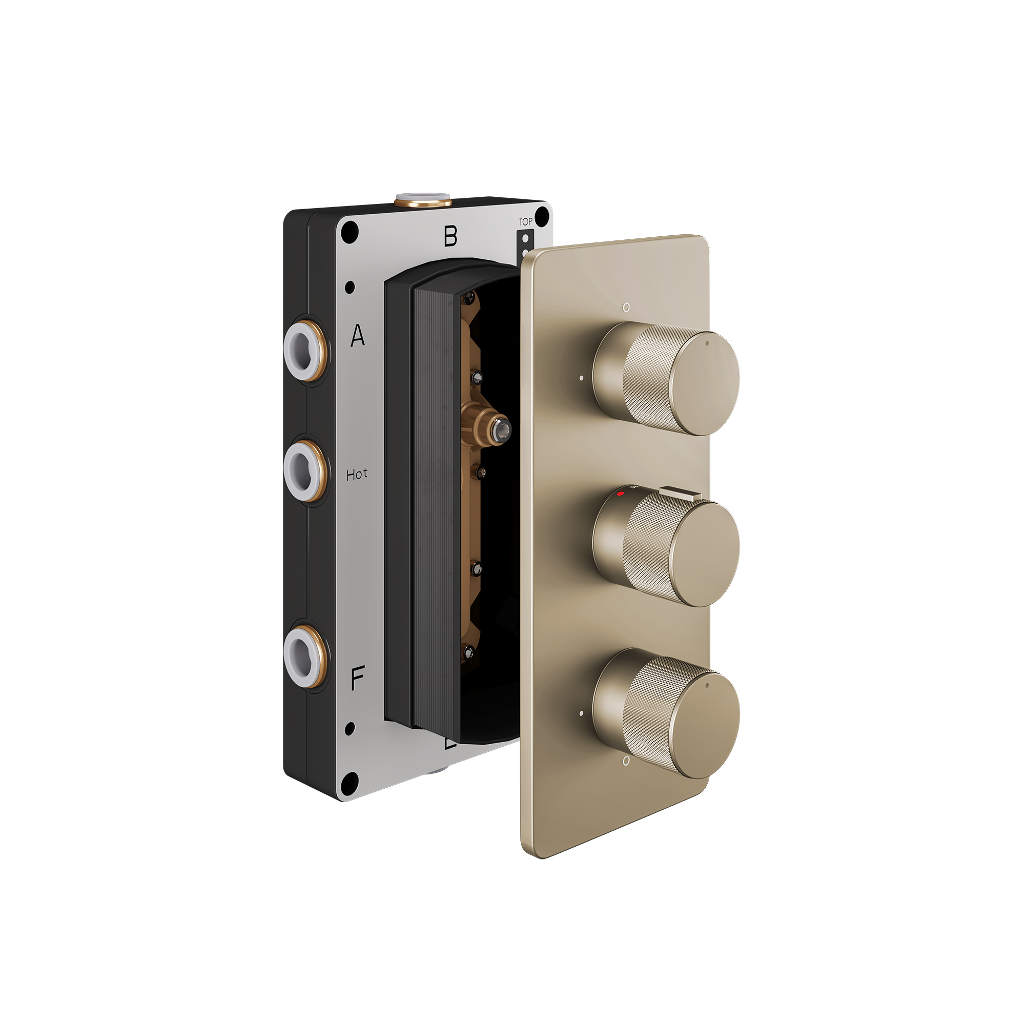 Abacus 3 Outlet, 3 Controls Thermostatic Shower Valve with Iso Pro Handles