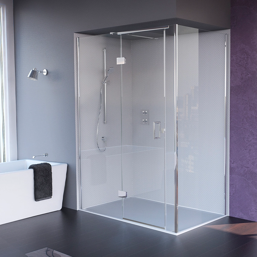Makti Illusion Corner Hinged Door Inc. Integrated Tray