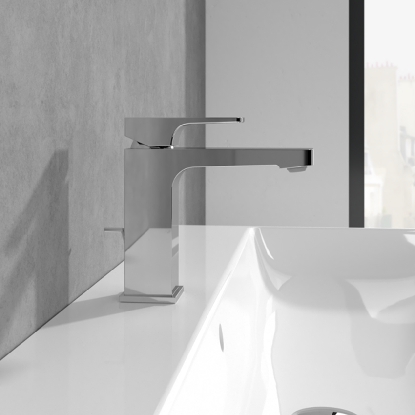 Villeroy & Boch Architectura Square Single Lever Basin Mixer; 130mm spout; With Pop-up Waste; Chrome - Image 3