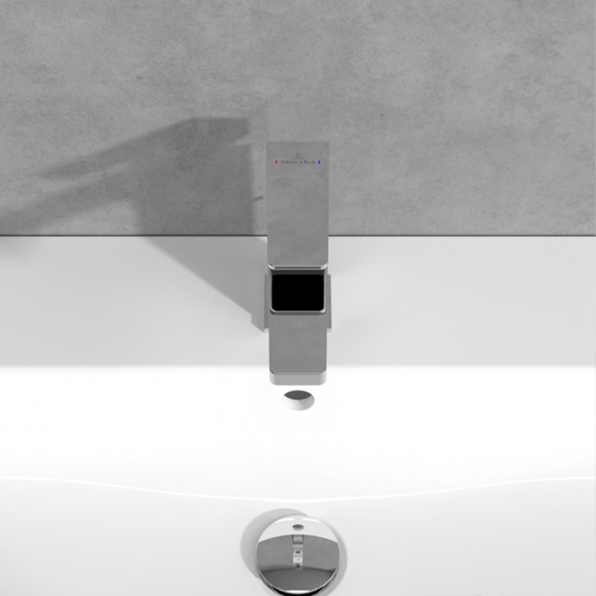 Villeroy & Boch Architectura Square Single Lever Basin Mixer; 130mm spout; With Pop-up Waste; Chrome - Image 4
