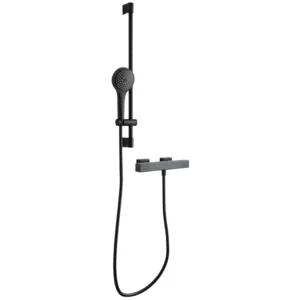 Villeroy & Boch Thermostatic Round Exposed Shower Mixer Set in Matt Black