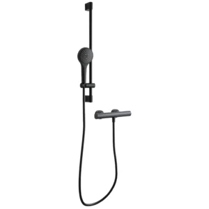 Villeroy & Boch Thermostatic Round Exposed Shower Mixer Set in Matt Black