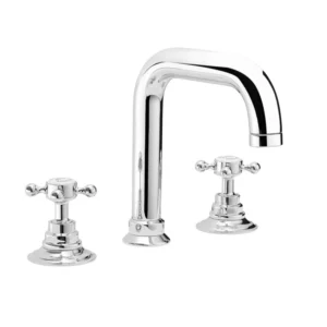 Swadling Invincible Deck Basin Mixer, Curve Spout With Crosshead
