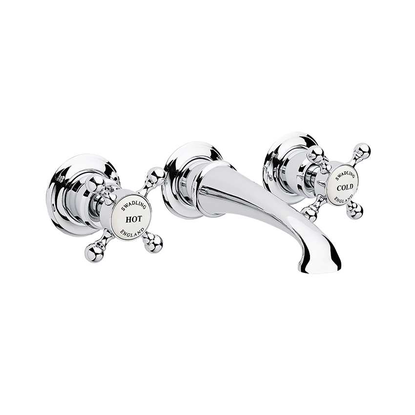 Swadling Invincible Wall Basin Mixer (exc. Rough), With Cross Head