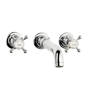 Swadling Invincible Wall Basin Mixer (exc. Rough), Curved Spout With Crossheads