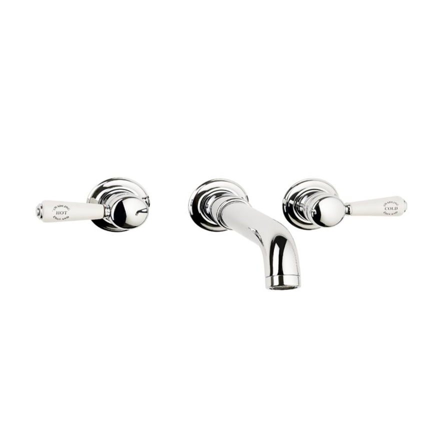 Swadling Invincible Wall Basin Mixer (exc. Rough), Curved Spout With Levers