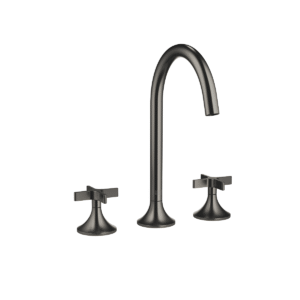 Dornbracht VAIA Three-hole crosshead basin mixer with pop-up waste - Brushed Dark Platinum