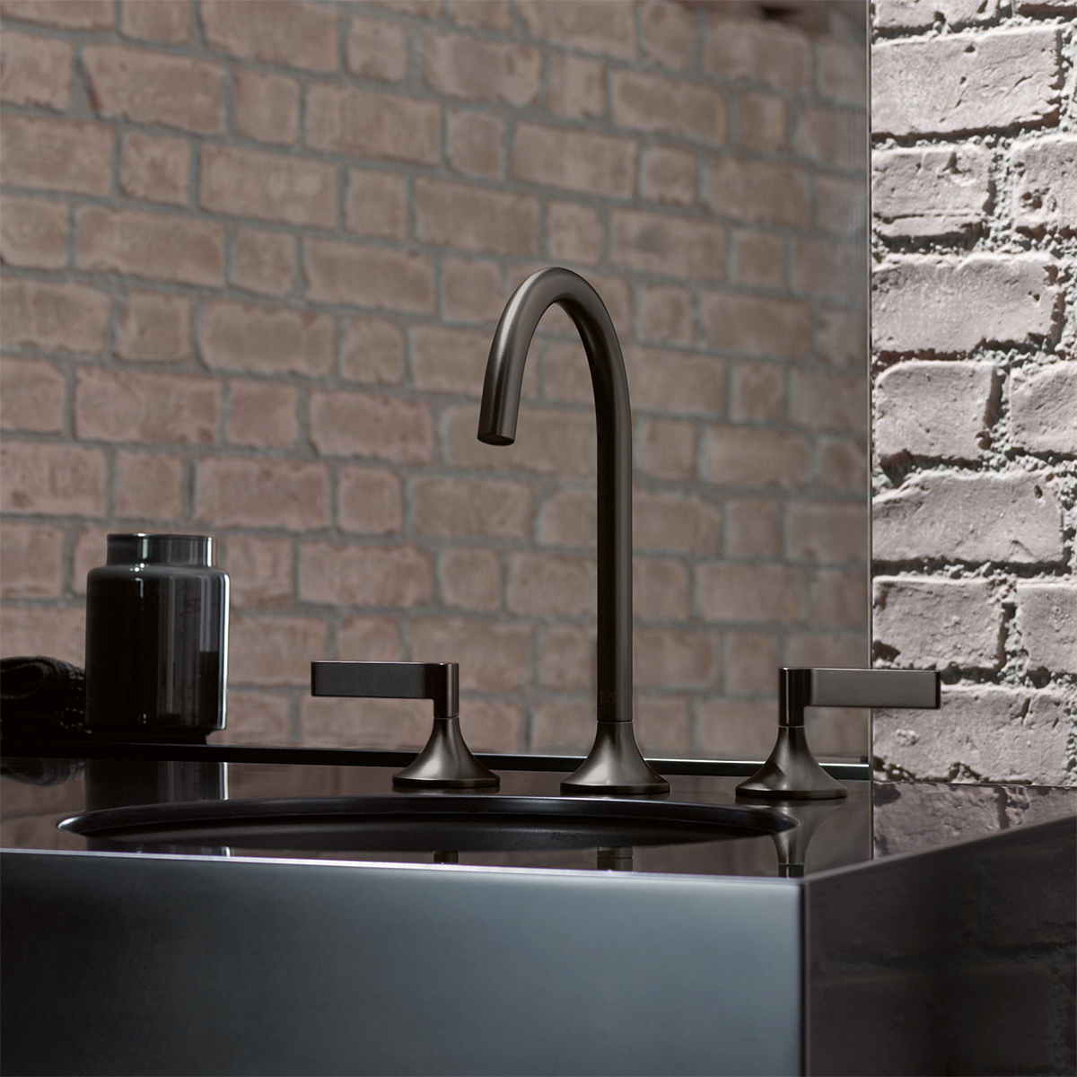 Dornbracht VAIA Three-hole lever basin mixer with pop-up waste - Brushed Dark Platinum - Image 2