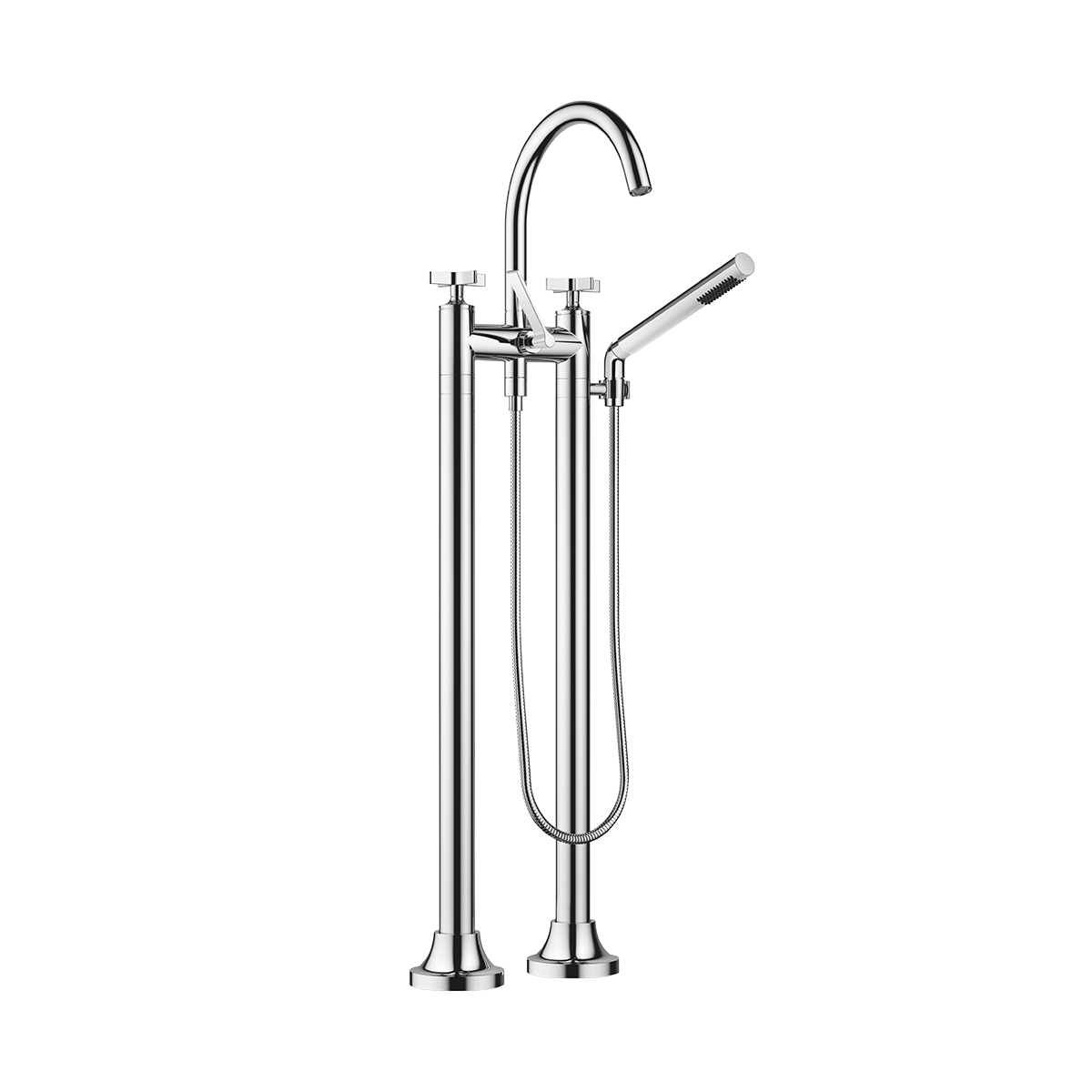 Dornbracht VAIA Two-hole bath mixer for free-standing assembly with hand shower set - Chrome