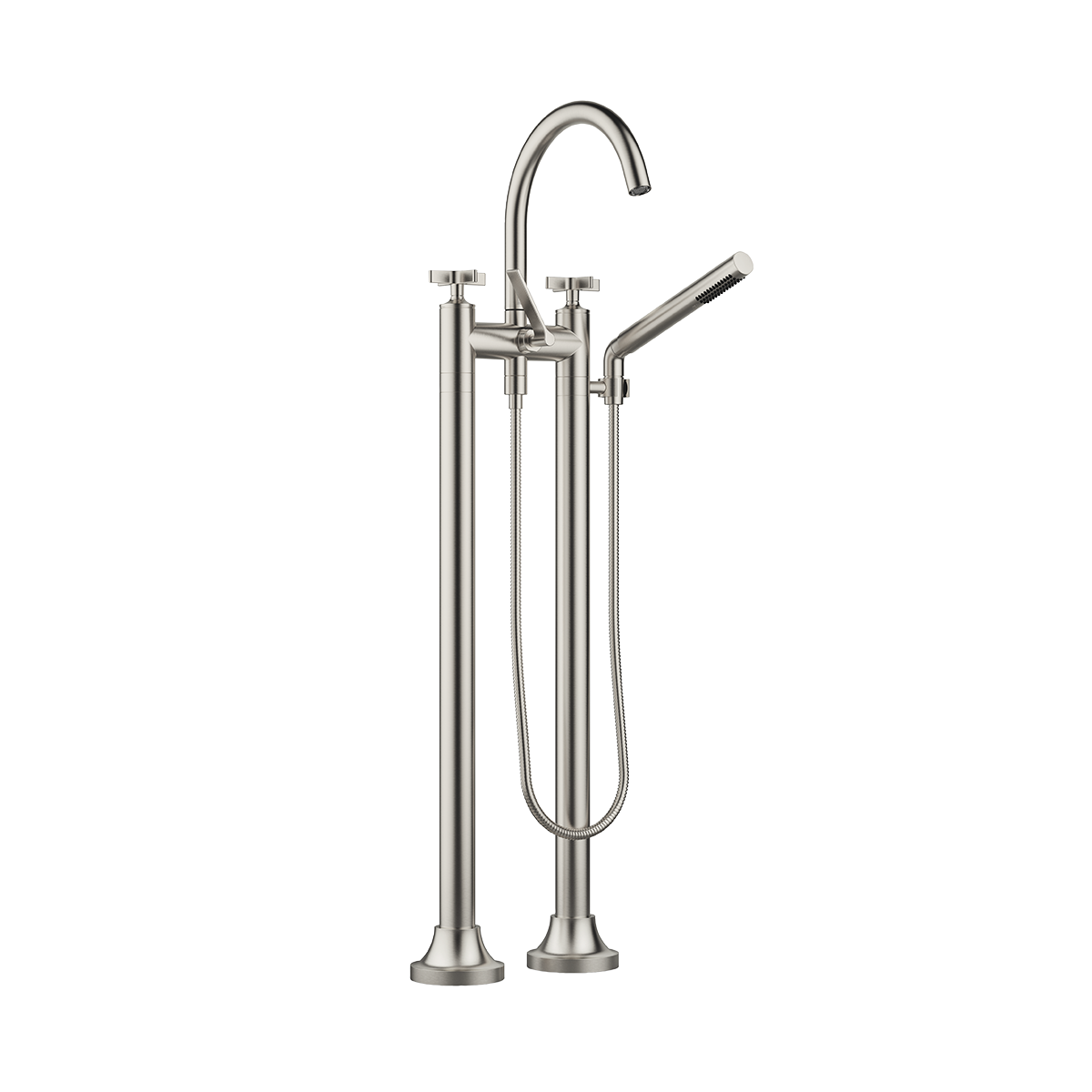 Dornbracht VAIA Two-hole bath mixer for free-standing assembly with hand shower set - Brushed Platinum