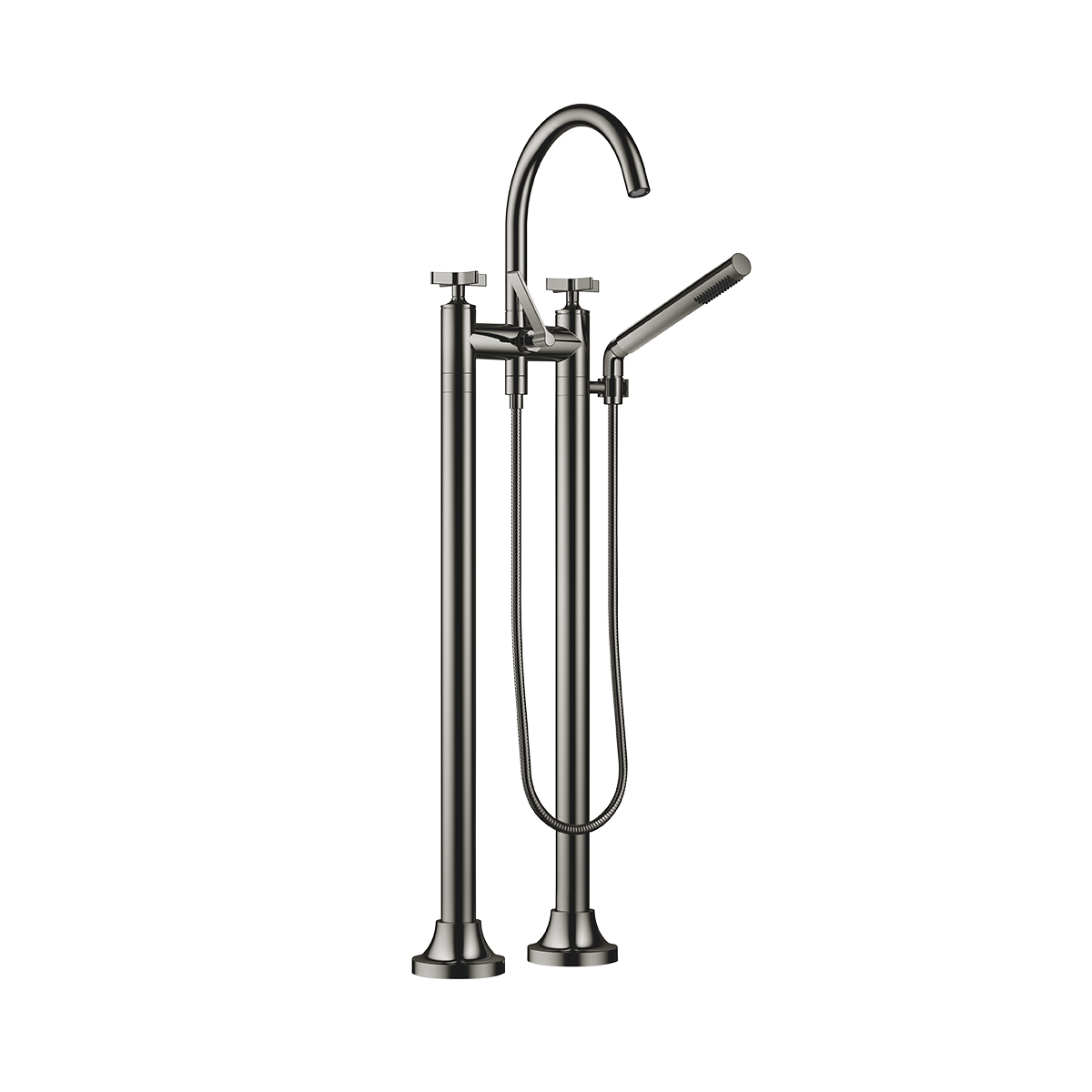 Dornbracht VAIA Two-hole bath mixer for free-standing assembly with hand shower set - Dark Chrome