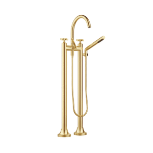 Dornbracht VAIA Two-hole bath mixer for free-standing assembly with hand shower set - Brushed Durabrass (23kt Gold)
