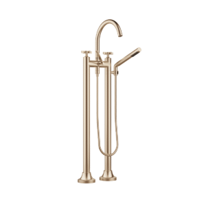 Dornbracht VAIA Two-hole bath mixer for free-standing assembly with hand shower set - Brushed Champagne (22kt Gold)