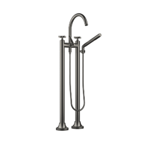 Dornbracht VAIA Two-hole bath mixer for free-standing assembly with hand shower set - Brushed Dark Platinum