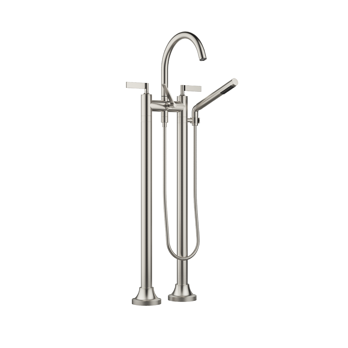Dornbracht VAIA Two-hole bath mixer for free-standing assembly with hand shower set - Brushed Platinum