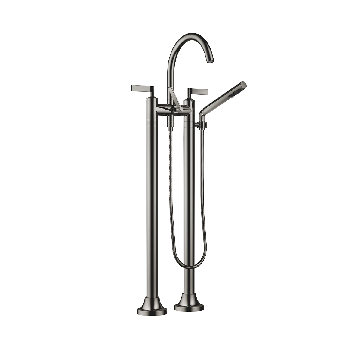 Dornbracht VAIA Two-hole bath mixer for free-standing assembly with hand shower set - Dark Chrome