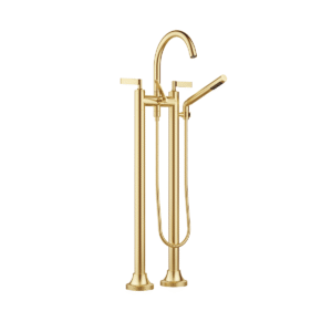 Dornbracht VAIA Two-hole bath mixer for free-standing assembly with hand shower set - Brushed Durabrass (23kt Gold)