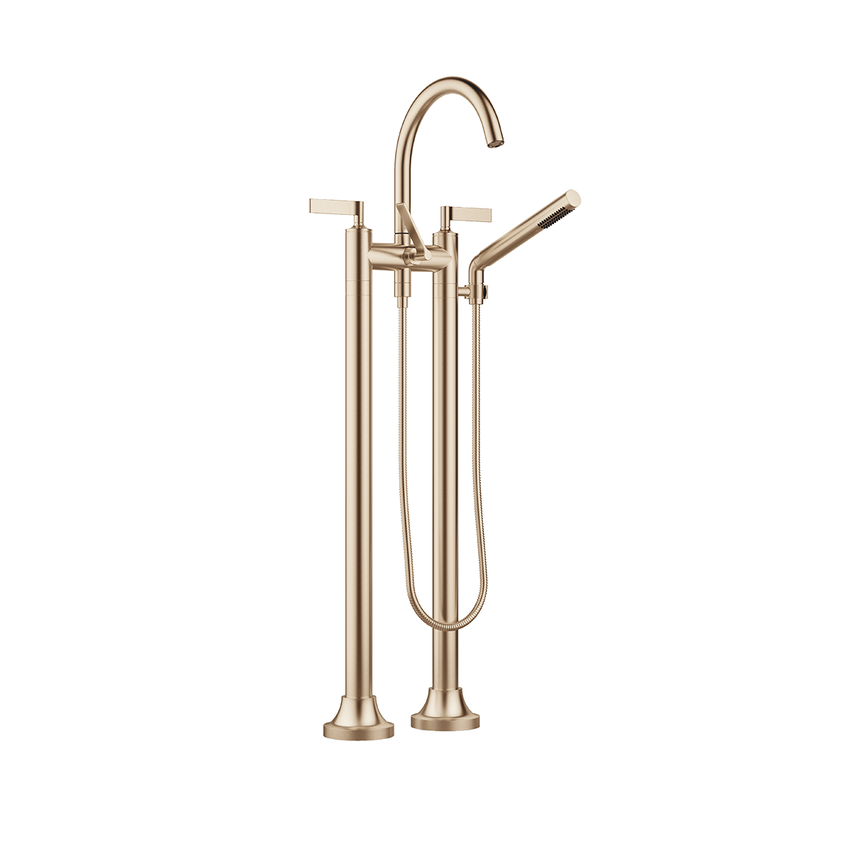 Dornbracht VAIA Two-hole bath mixer for free-standing assembly with hand shower set - Brushed Champagne (22kt Gold)