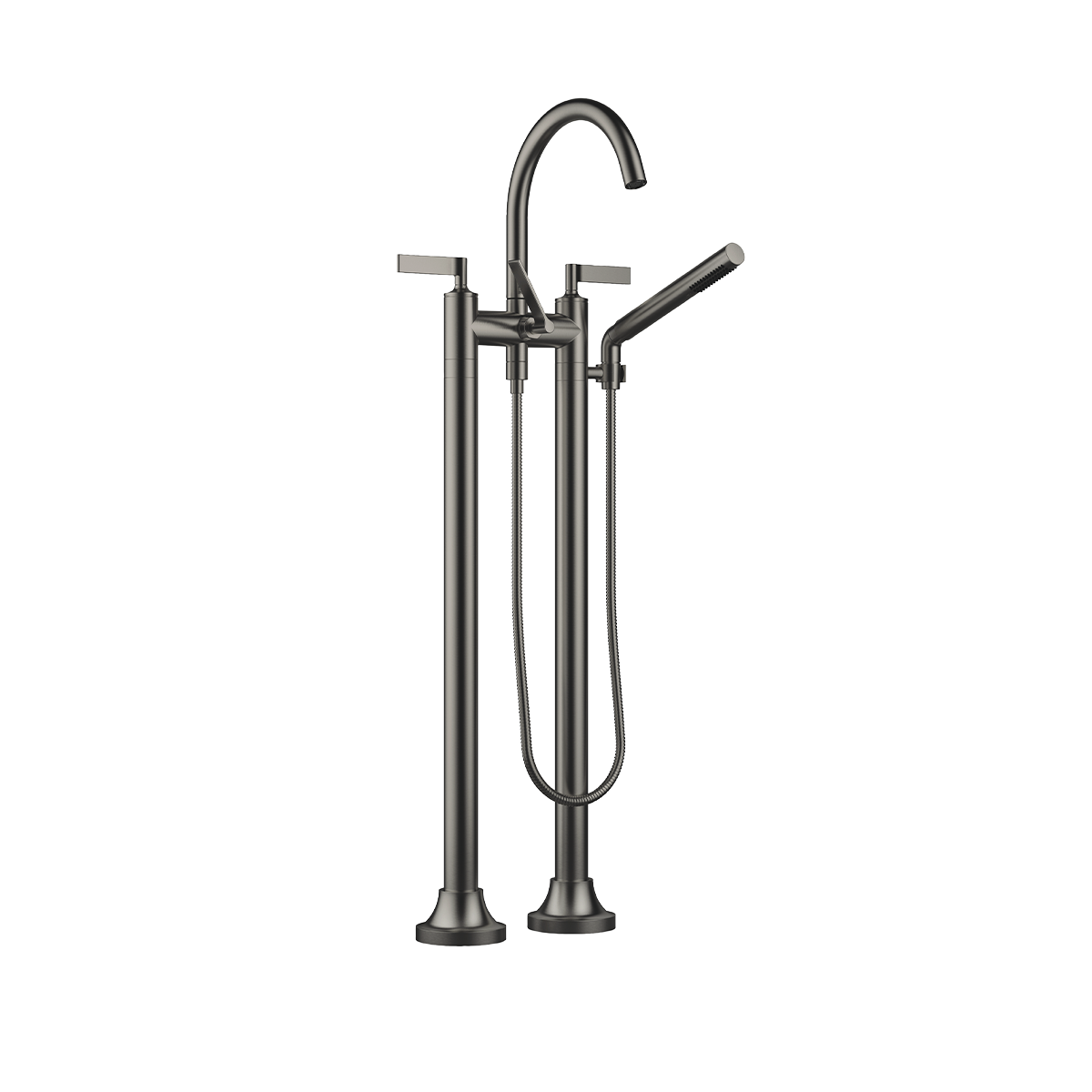 Dornbracht VAIA Two-hole bath mixer for free-standing assembly with hand shower set - Brushed Dark Platinum