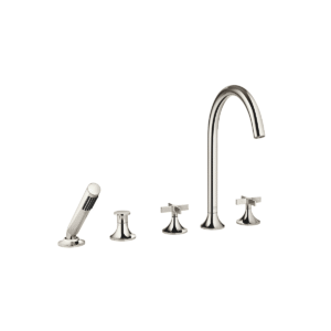 Dornbracht VAIA five-hole bath mixer for deck mounting with diverter & crossheads - Platinum