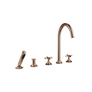 Dornbracht VAIA five-hole bath mixer for deck mounting with diverter & crossheads - Brushed Bronze