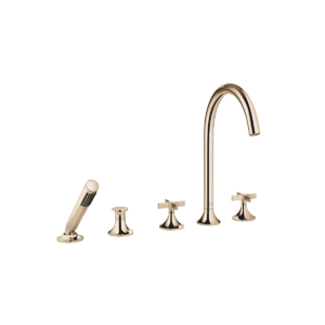 Dornbracht VAIA five-hole bath mixer for deck mounting with diverter & crossheads - Champagne (22kt Gold)