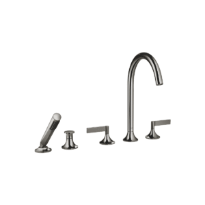 Dornbracht VAIA five-hole bath mixer for deck mounting with diverter & levers - Dark Chrome