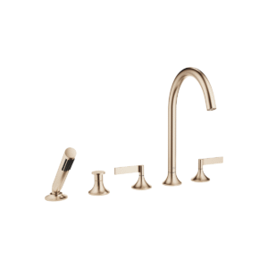 Dornbracht VAIA five-hole bath mixer for deck mounting with diverter & levers - Brushed Champagne (22kt Gold)