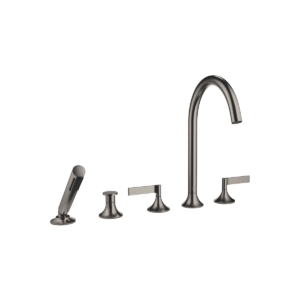 Dornbracht VAIA five-hole bath mixer for deck mounting with diverter & levers - Brushed Dark Platinum