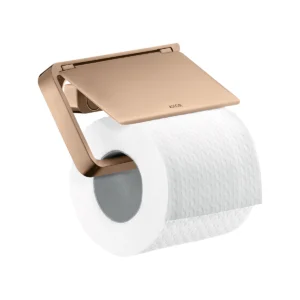 AXOR Universal Softsquare Toilet roll holder with cover - Polished Red Gold