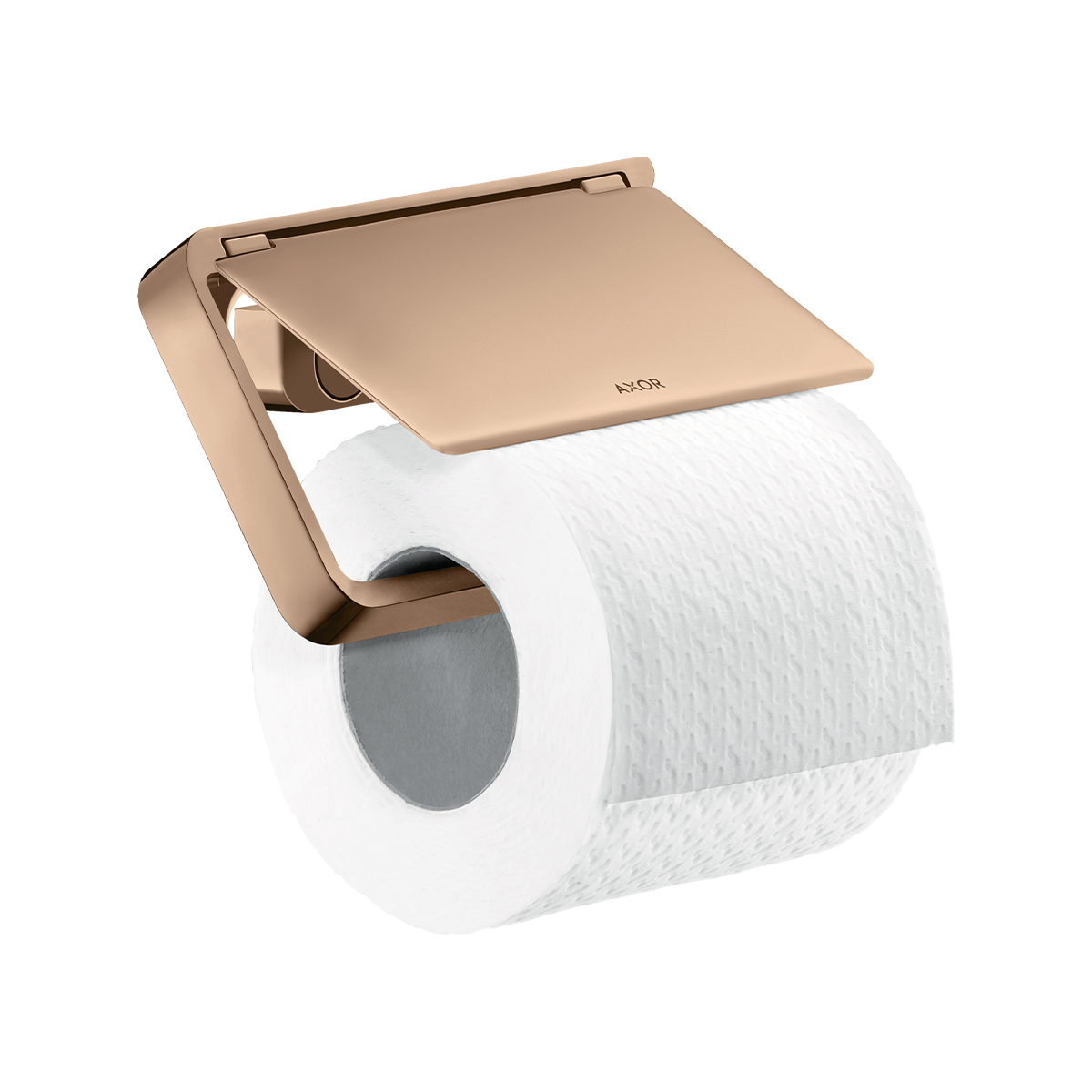 AXOR Universal Softsquare Toilet roll holder with cover - Polished Red Gold