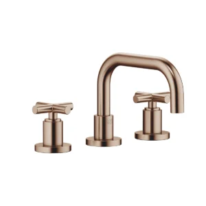 Dornbracht TARA Three-hole basin mixer with pop-up waste with crosshead - Brushed Bronze