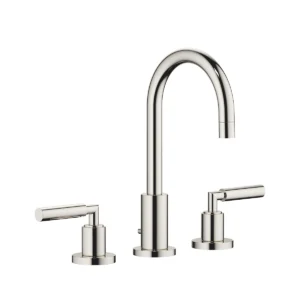 Dornbracht TARA Three-hole basin mixer with pop-up waste 135mm with levers - Platinum