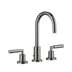 Dornbracht TARA Three-hole basin mixer with pop-up waste 135mm with levers - Dark Chrome