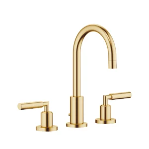 Dornbracht TARA Three-hole basin mixer with pop-up waste 135mm with levers - Brushed Durabrass (23kt Gold)