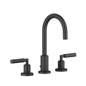 Dornbracht TARA Three-hole basin mixer with pop-up waste 135mm with levers - Matte Black