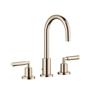 Dornbracht TARA Three-hole basin mixer with pop-up waste 135mm with levers - Champagne (22kt Gold)