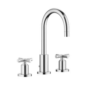 Dornbracht TARA Three-hole basin mixer with pop-up waste 135mm with crosshead - Chrome