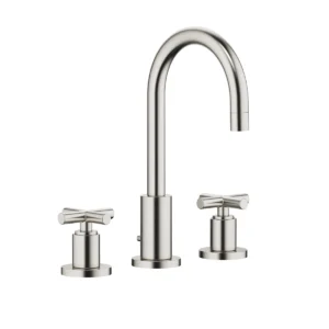 Dornbracht TARA Three-hole basin mixer with pop-up waste 135mm with crosshead - Brushed Platinum