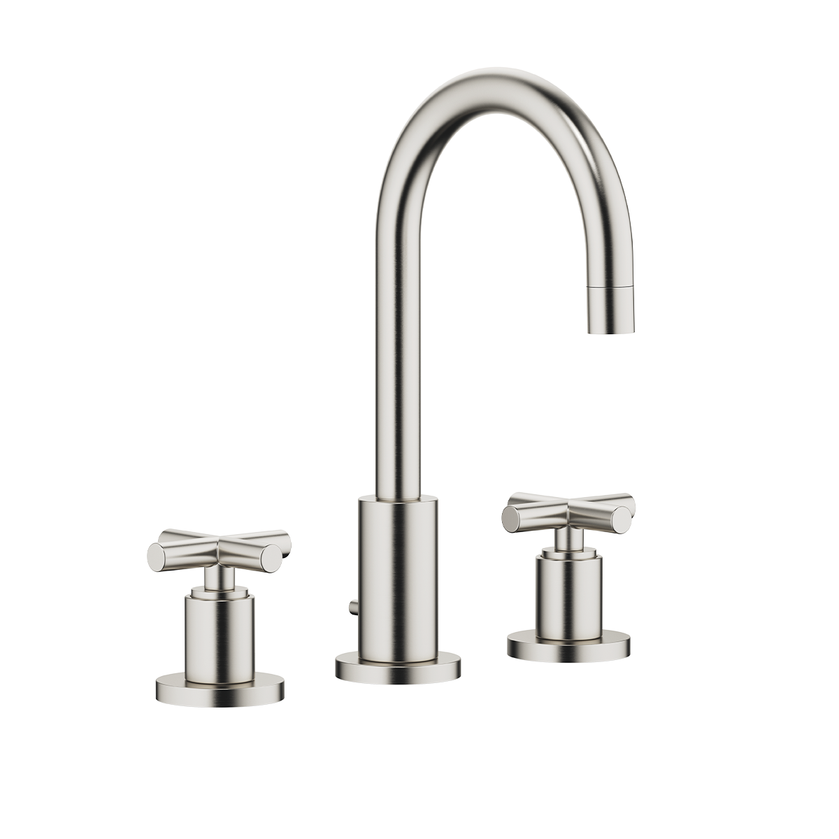 Dornbracht TARA Three-hole basin mixer with pop-up waste 135mm with crosshead - Brushed Platinum