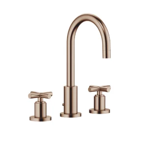 Dornbracht TARA Three-hole basin mixer with pop-up waste 135mm with crosshead - Brushed Bronze