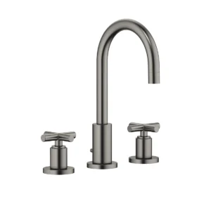 Dornbracht TARA Three-hole basin mixer with pop-up waste 135mm with crosshead - Brushed Dark Platinum