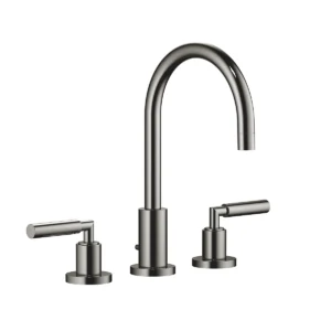 Dornbracht TARA Three-hole basin mixer with pop-up waste 165mm with levers - Dark Chrome